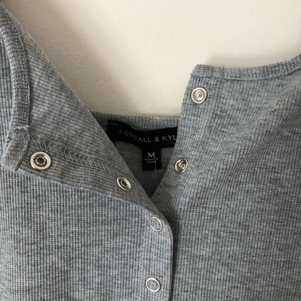 PacSun Light Gray Ribbed Button-Front Mini Dress - Picture 5 of 7